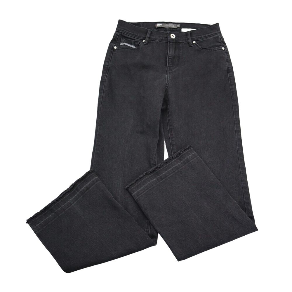 Perfectly Slimming Pants Womens 4P Black Denim Flat Front Pockets Jeans